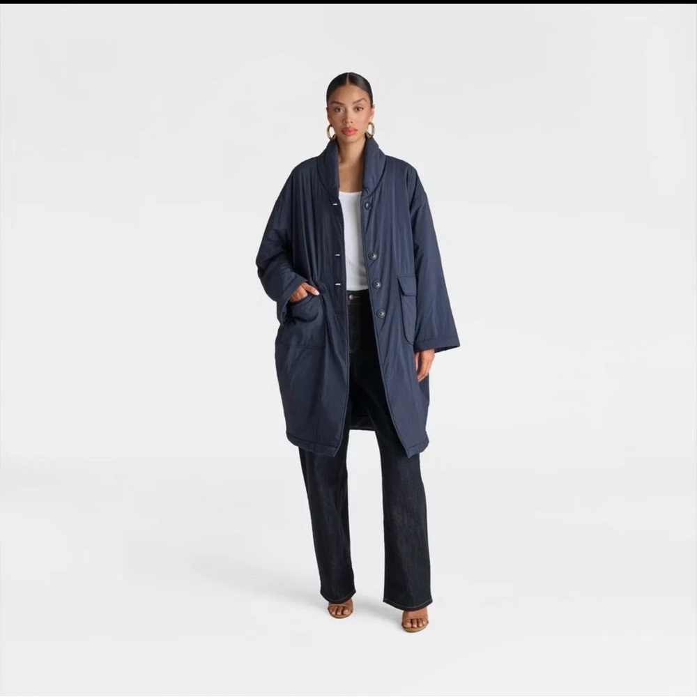 NWT KBB by KAHLANA Women's 'The Duvet Trench Coat' - Navy Blue - S,M,L,XL,2X